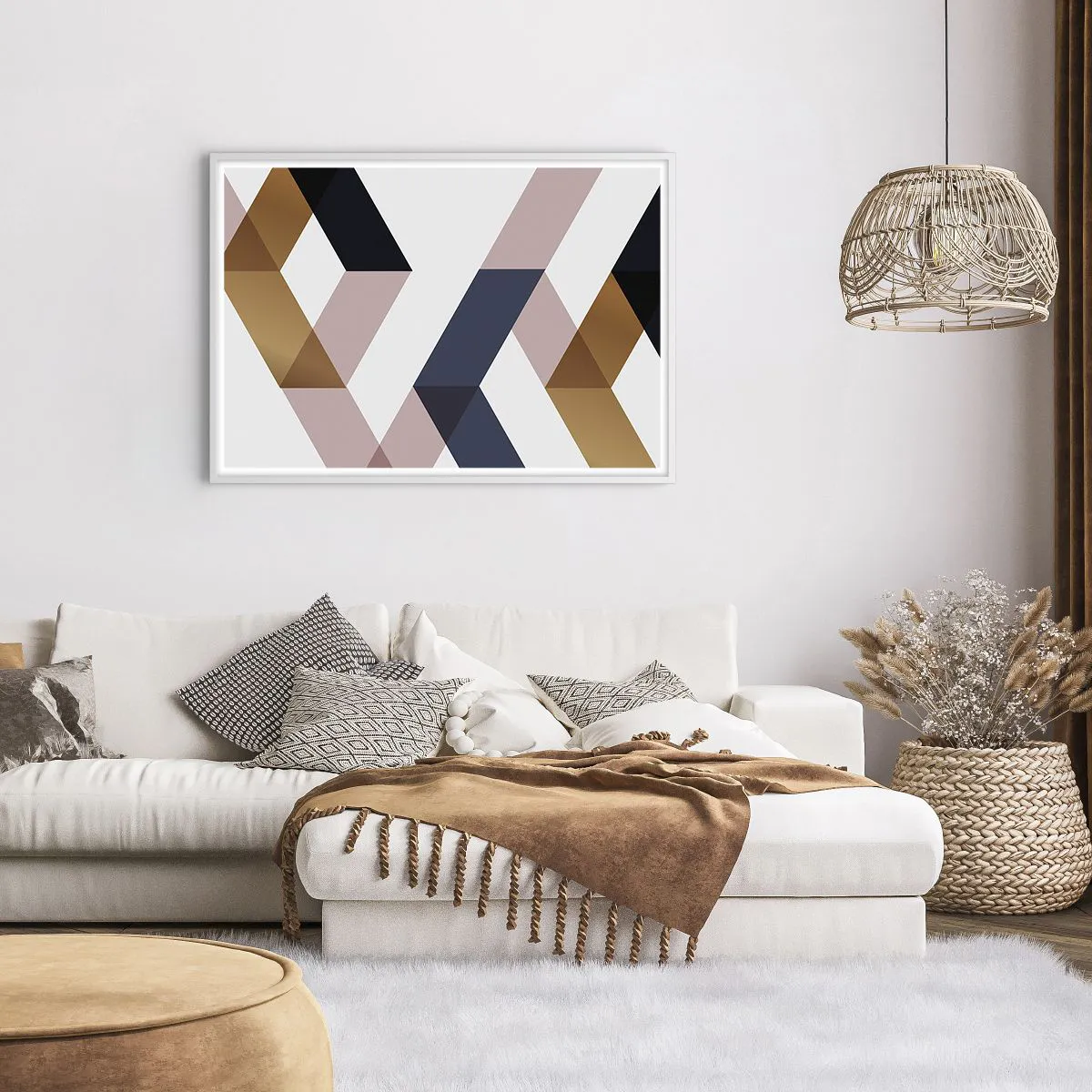 Póster en marco blanco - Rectas y ángulos - 100x70 cm