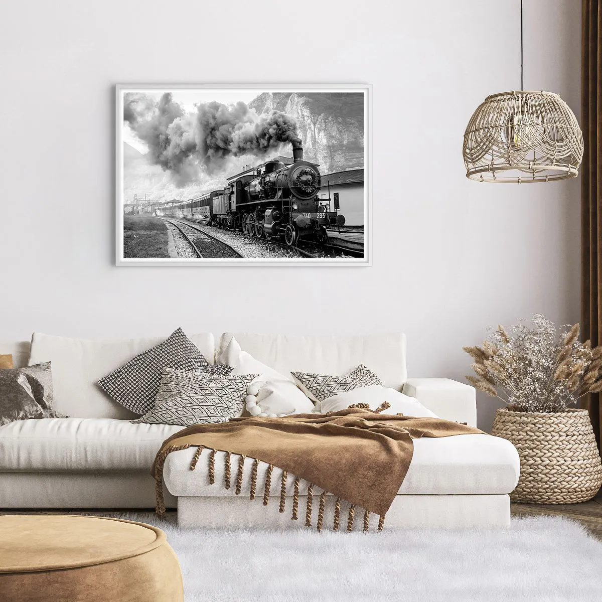 Plakát v bílém rámu - Stojí na nádraží… - 100x70 cm