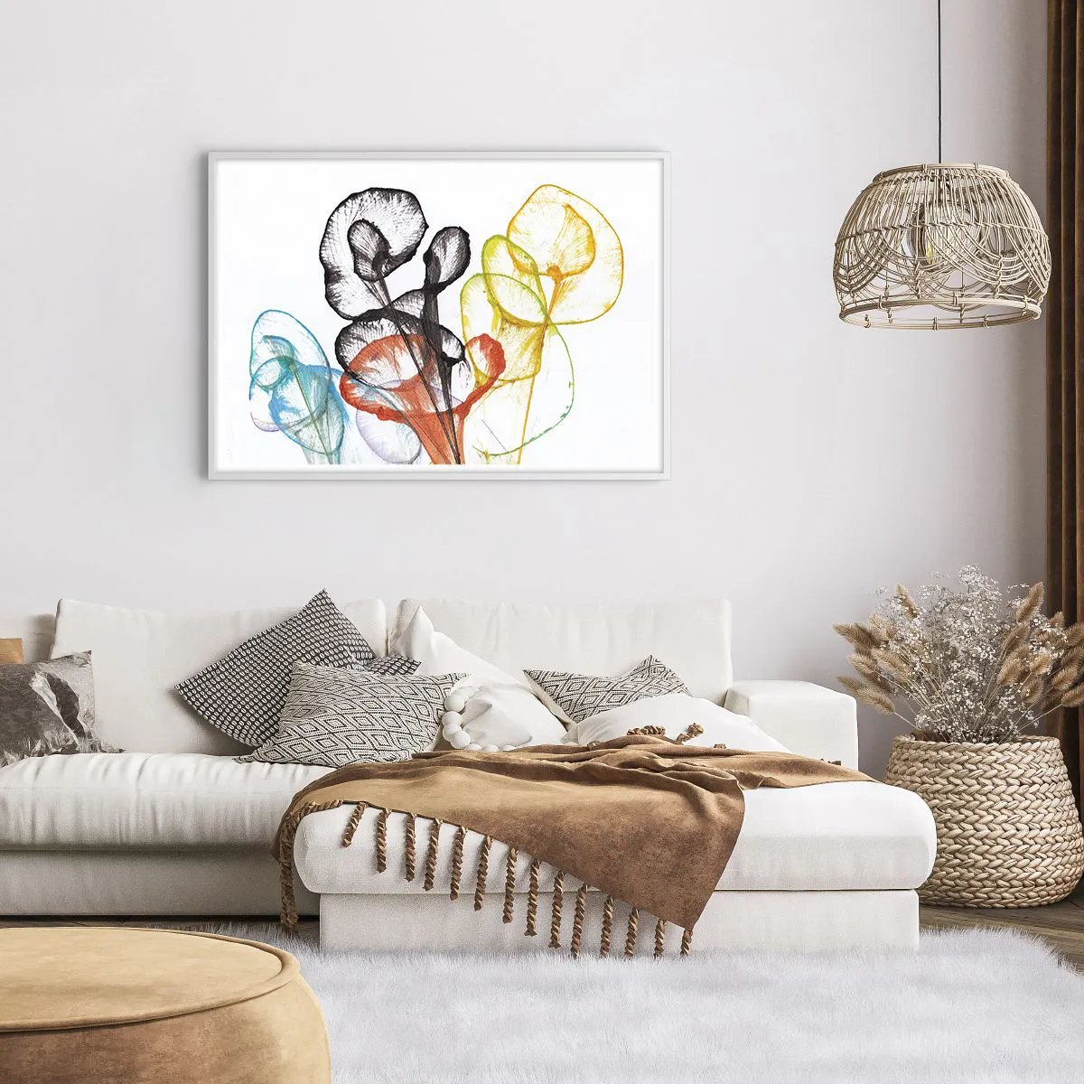 Poster in een witte lijst - Bloemen met een ziel - 100x70 cm