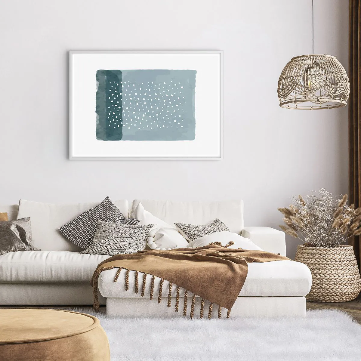 Affisch i vit ram - Uppstådda ur det blåa - 100x70 cm