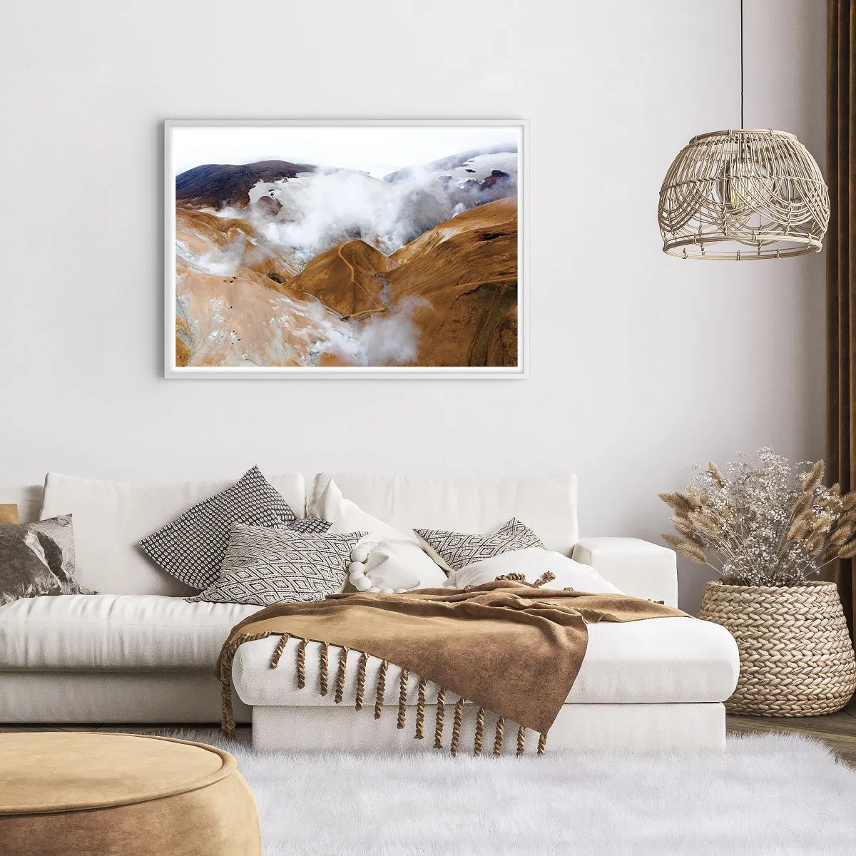 Affisch i vit ram - Islands råa skönhet - 100x70 cm