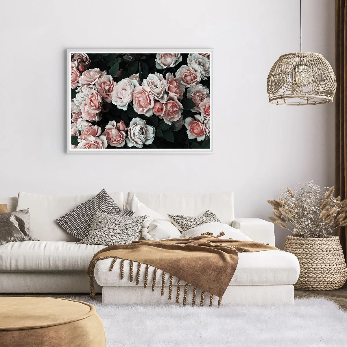 Poster in einem weißen Rahmen - Rosen-Ensemble - 100x70 cm