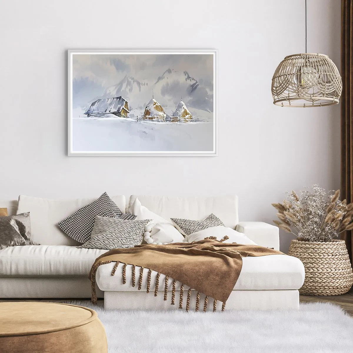 Plakat w białej ramie - W śnieżnej kotlinie - 100x70 cm