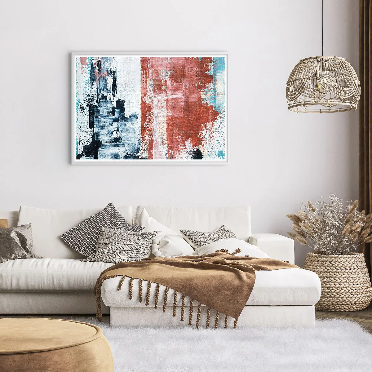 Poster in einem weißen Rahmen - Fünfzig-Fünfzig abstrakt - 100x70 cm