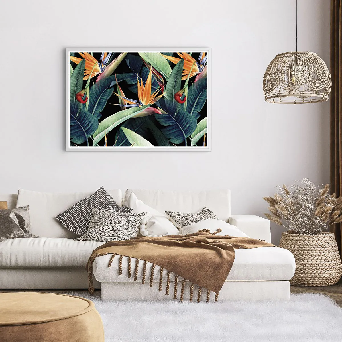 Poster in einem weißen Rahmen - Flammende Blumen der Tropen - 100x70 cm
