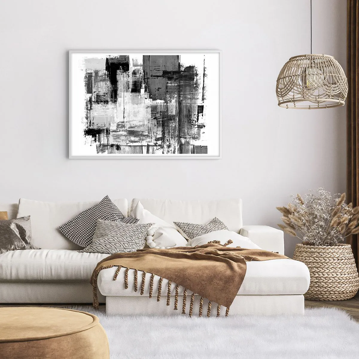 Affiche dans un cadre blanc - Poster - Le gris est beau - 100x70 cm