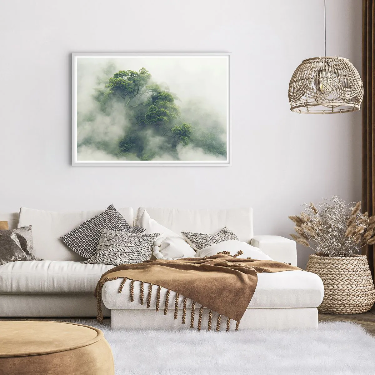 Affiche dans un cadre blanc - Poster - Enveloppé de brouillard - 100x70 cm