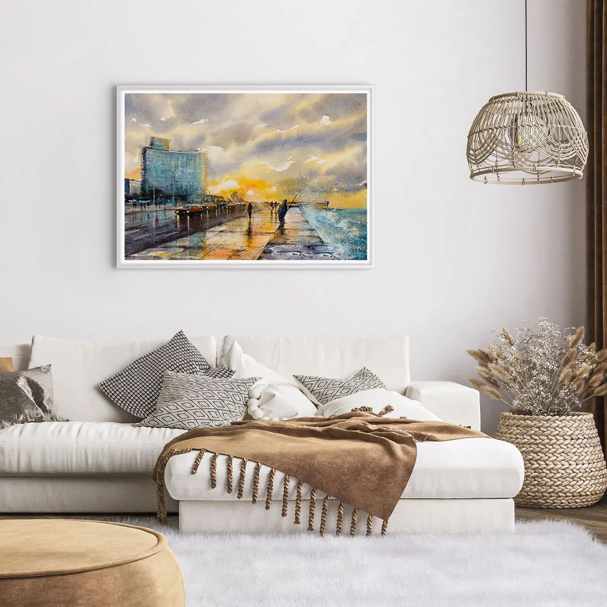 Poster în ramă albă - Viața pe țărm - 100x70 cm