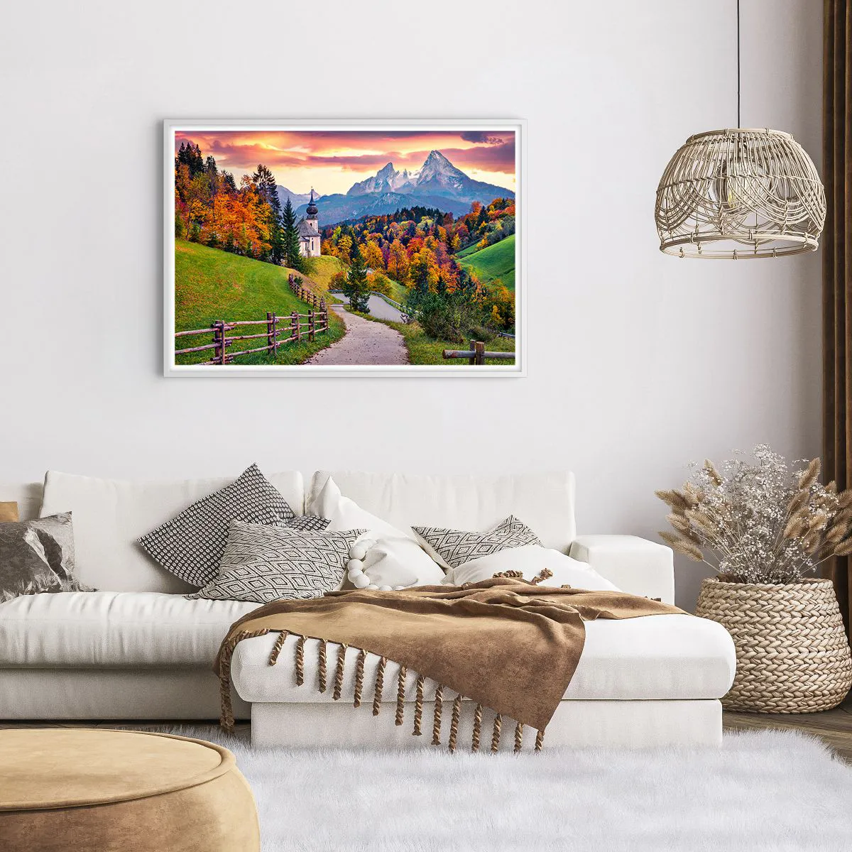 Affiche dans un cadre blanc - Poster - Paysage comme peind - 100x70 cm