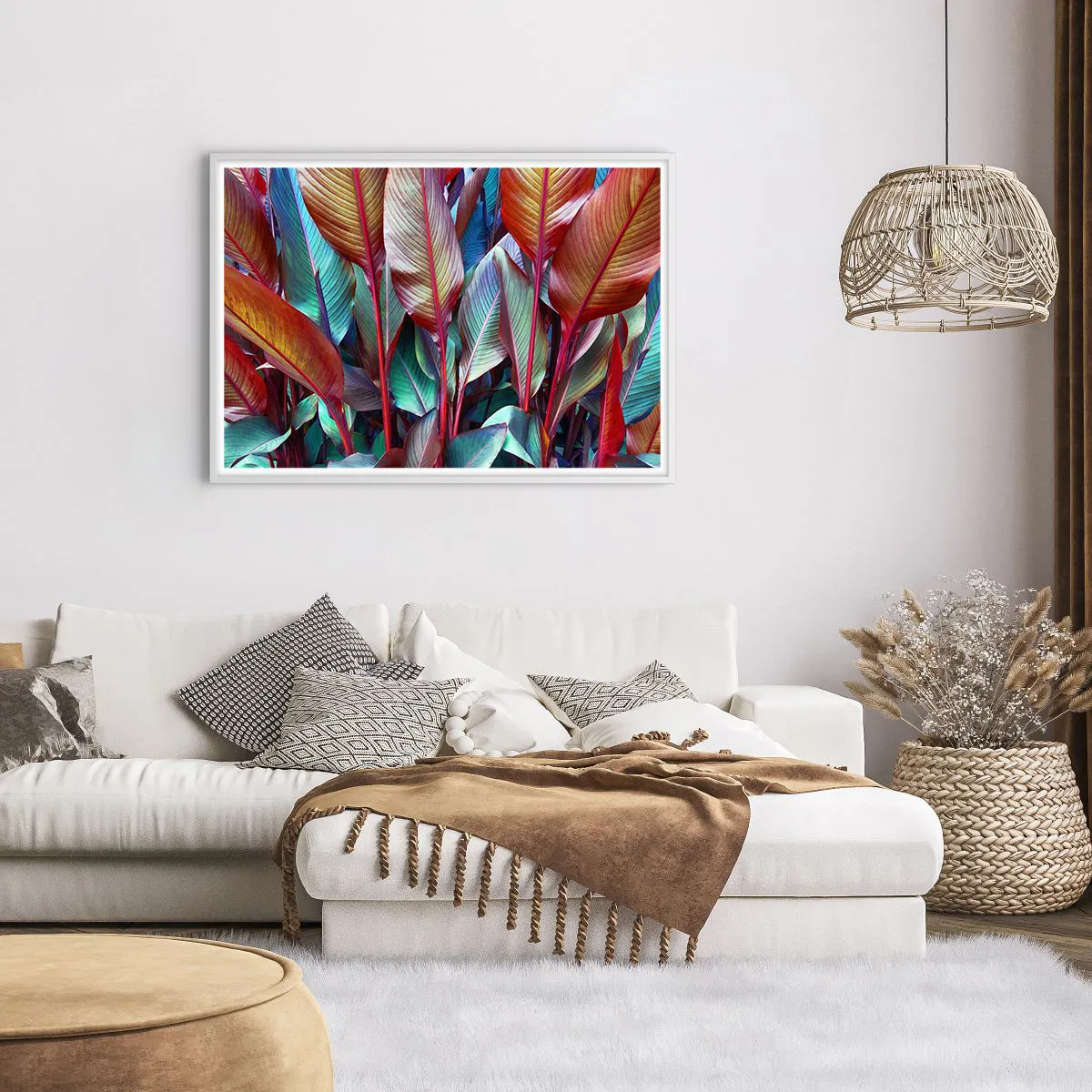 Plakat w białej ramie - Kolorowy gąszcz - 100x70 cm