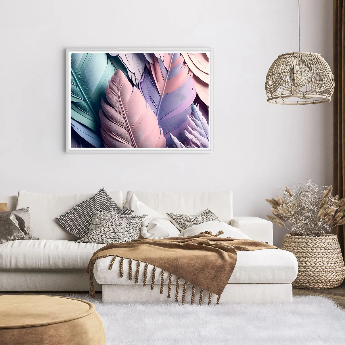 Affiche dans un cadre blanc - Poster - Oiseau chic - 100x70 cm