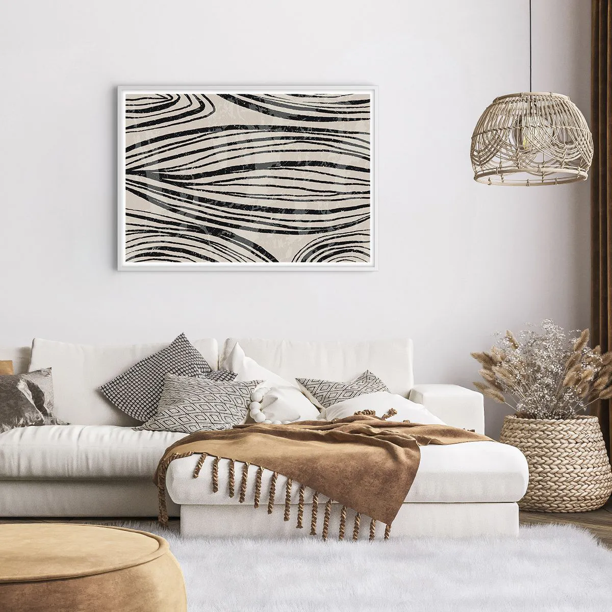 Poster in einem weißen Rahmen - Linienpool - 100x70 cm