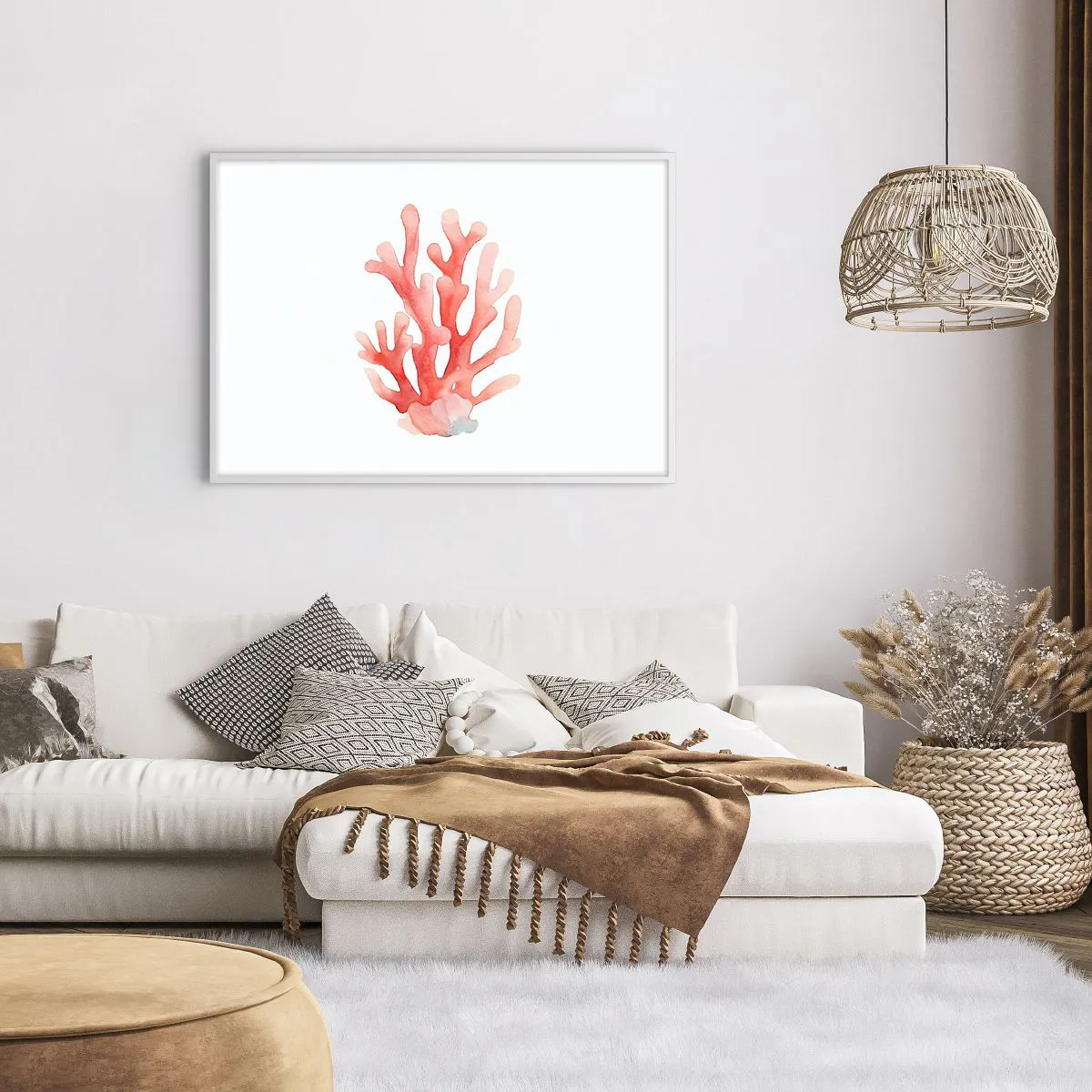 Poster in een witte lijst - Koraalkleurig koraal - 100x70 cm