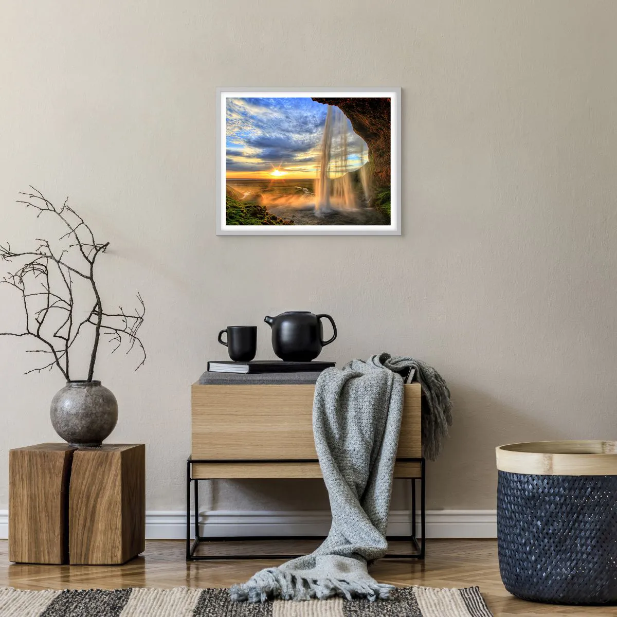 Poster in white frmae - World behind Raindrops - 50x40 cm