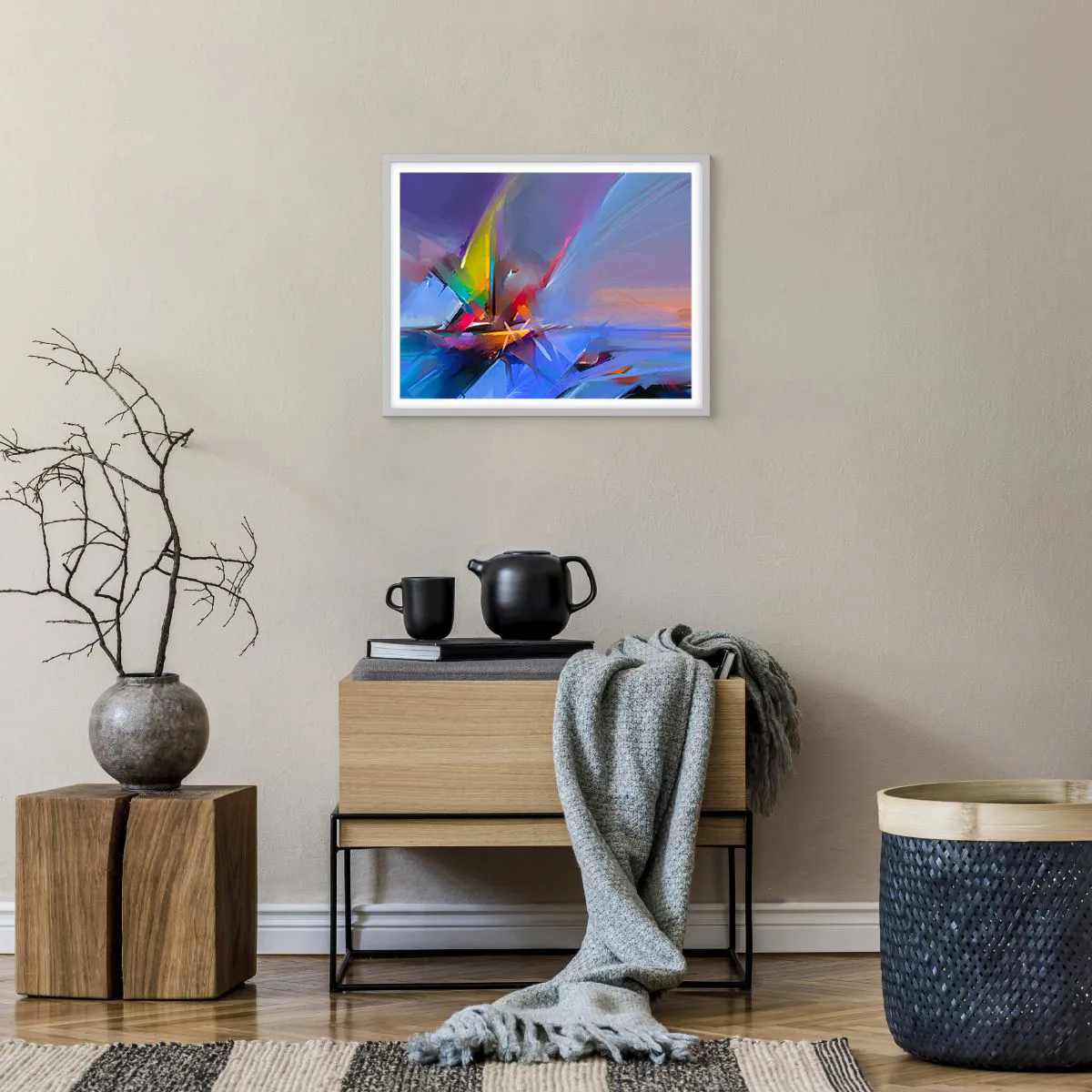 Affiche dans un cadre blanc - Poster - Hélices comme un oiseau - 50x40 cm