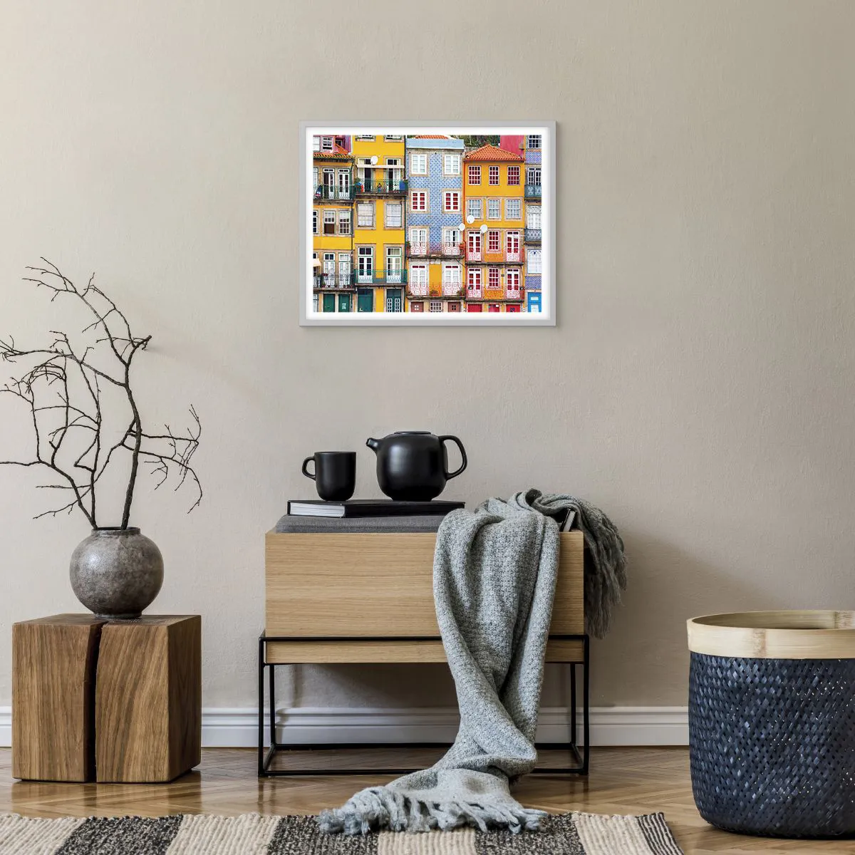 Plakat w białej ramie - Barwy starego miasta - 50x40 cm