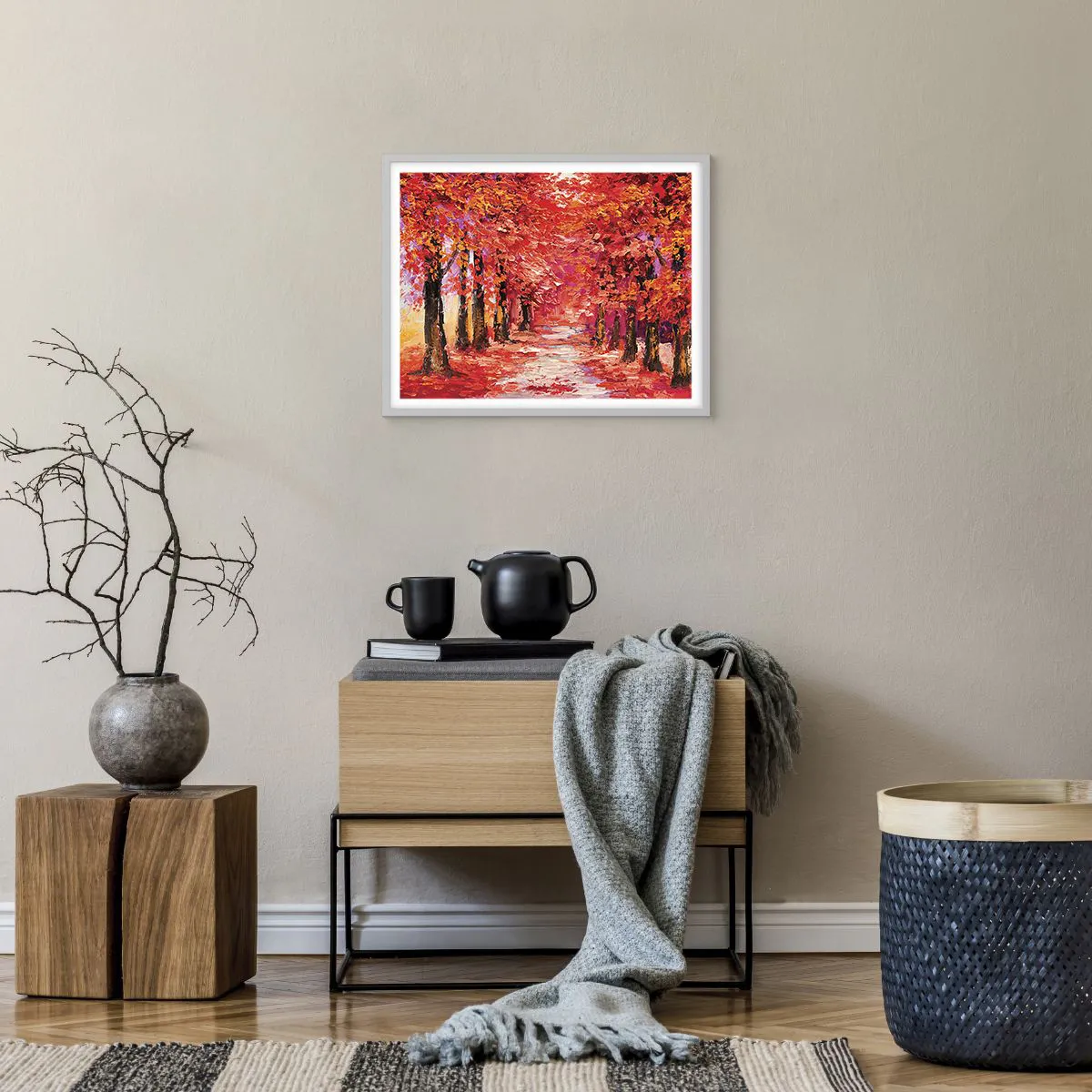 Poster in cornice bianca - Impressione d'autunno - 50x40 cm