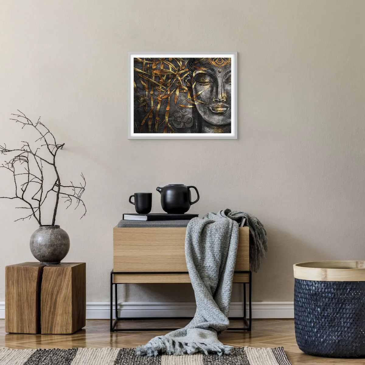 Affiche dans un cadre blanc - Poster - Ressentir le calme - 50x40 cm