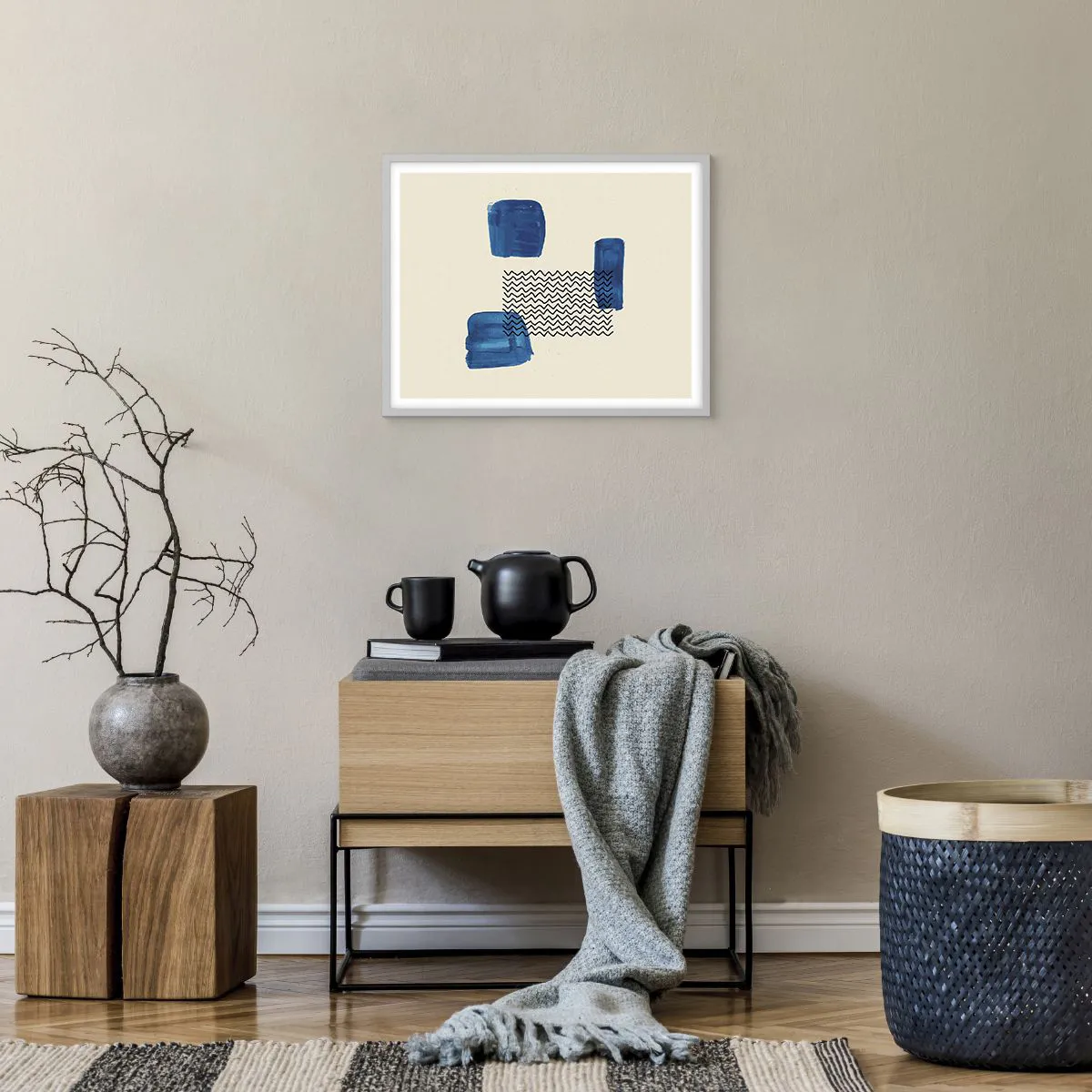 Poster in een witte lijst - Een abstract kwartet - 50x40 cm