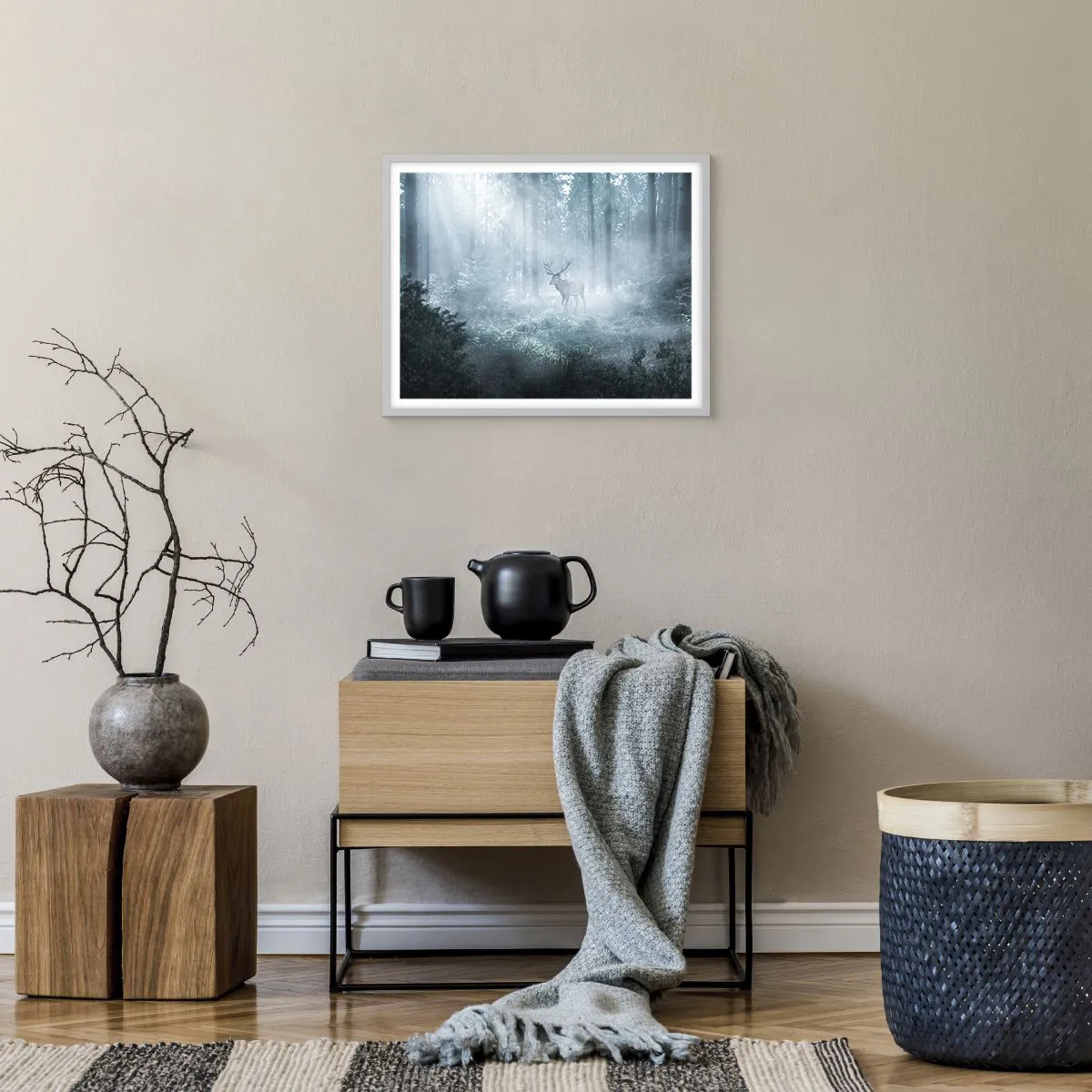 Poster in cornice bianca - Passeggiata mattutina sulle sue terre - 50x40 cm