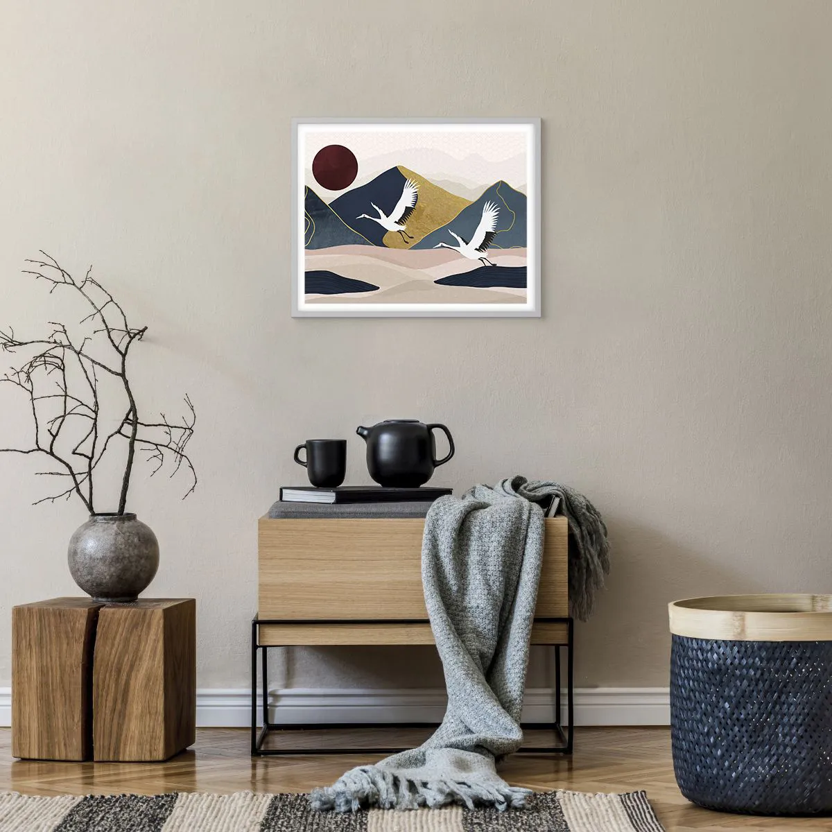 Affiche dans un cadre blanc - Poster - Encore une fois, la journée s'est ÉCOULÉE - 50x40 cm