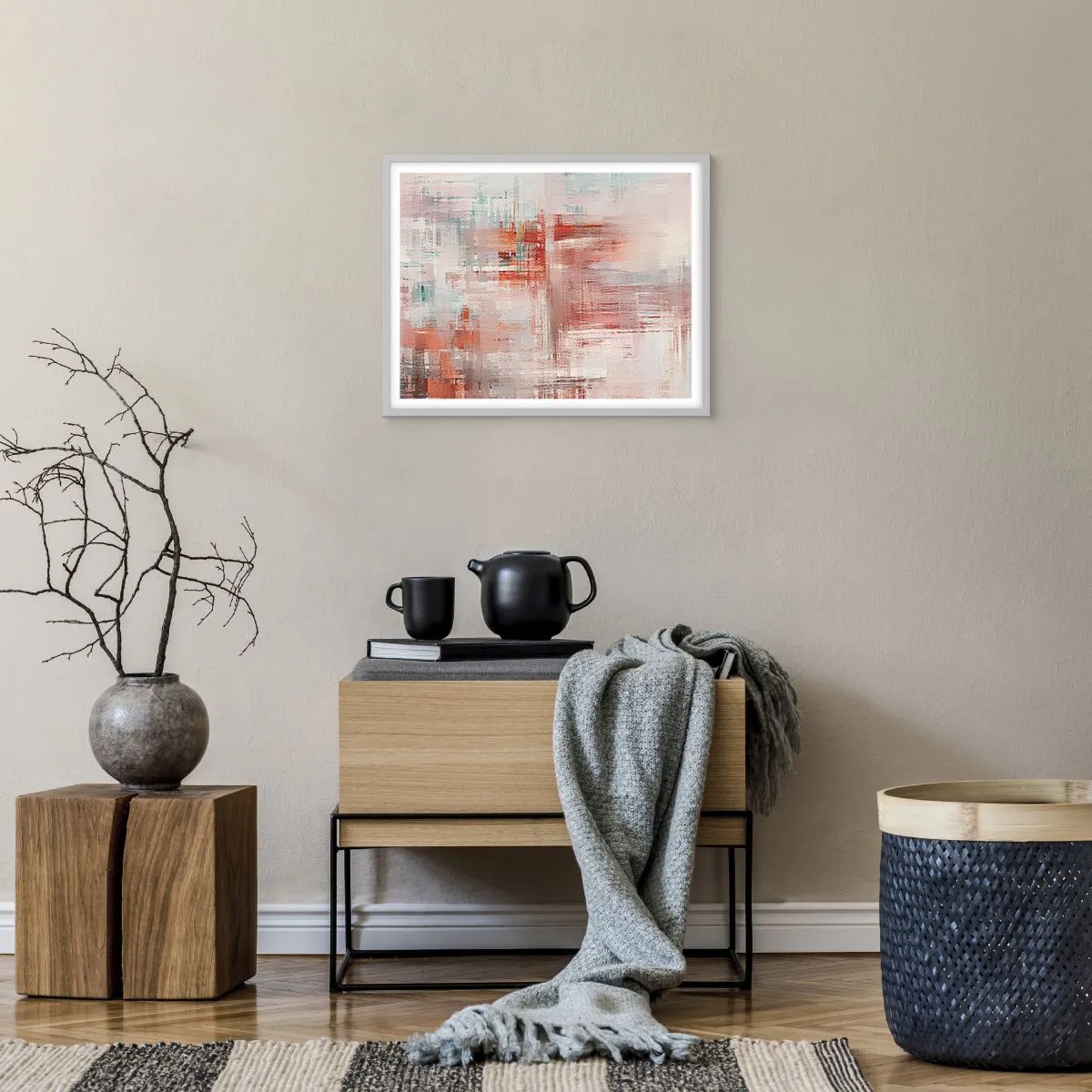 Poster in white frmae - Foggy but Pink - 50x40 cm