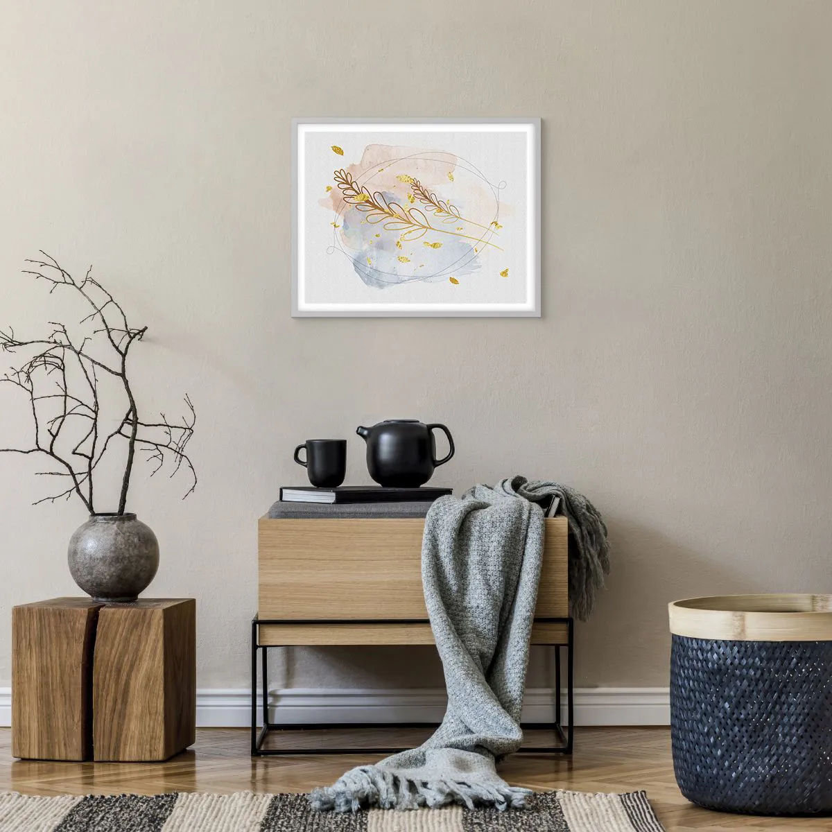 Plakat w białej ramie - Złoty podmuch - 50x40 cm