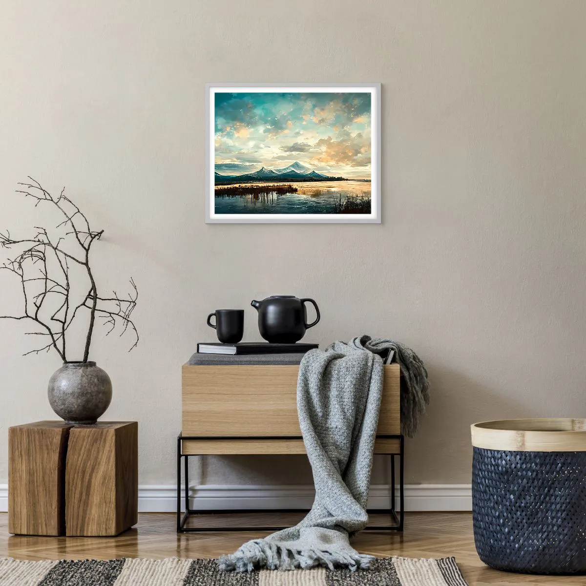 Affiche dans un cadre blanc - Poster - Sous la protection du ciel - 50x40 cm