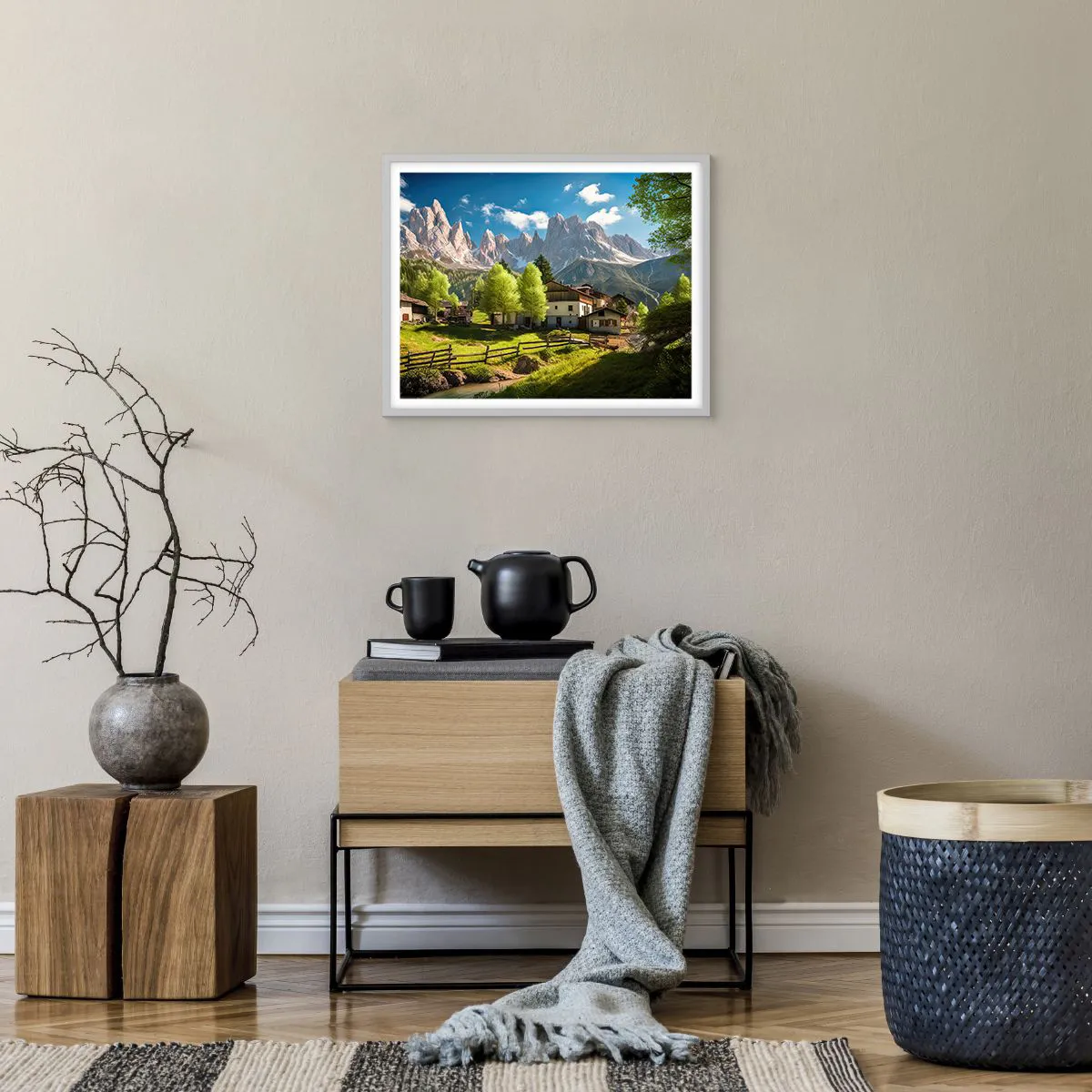 Affisch i vit ram - Alpin idyll - 50x40 cm