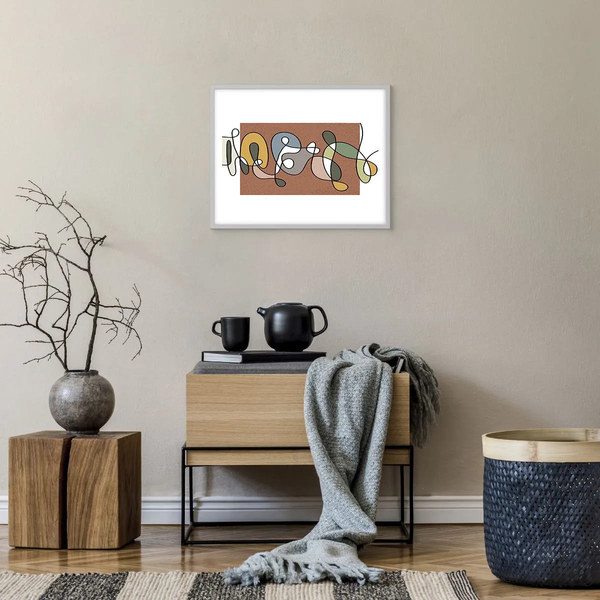 Affiche dans un cadre blanc - Poster - Une abstraction qui mérite le sourire - 50x40 cm