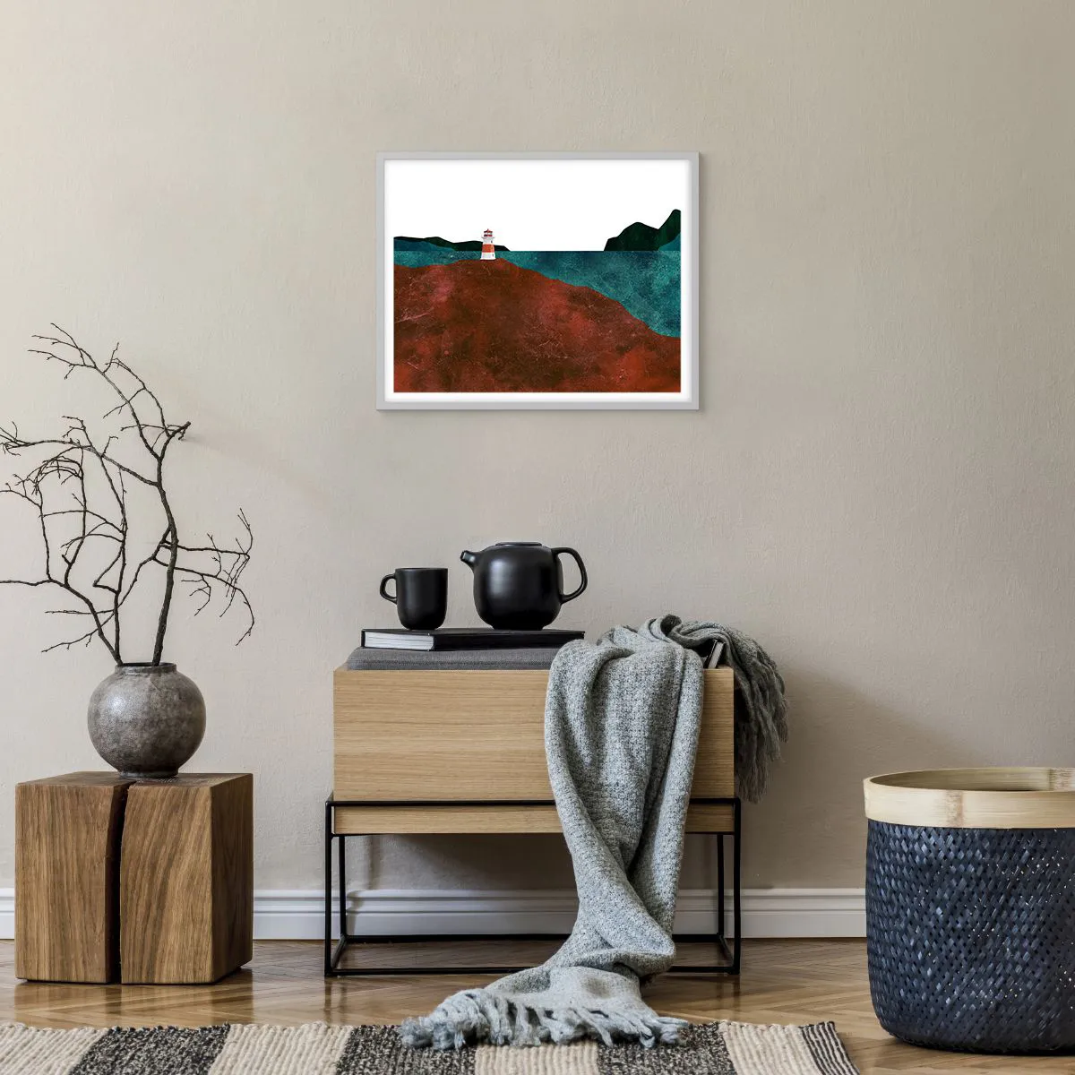 Plagát v bielom ráme - Hľadiaca na more - 50x40 cm