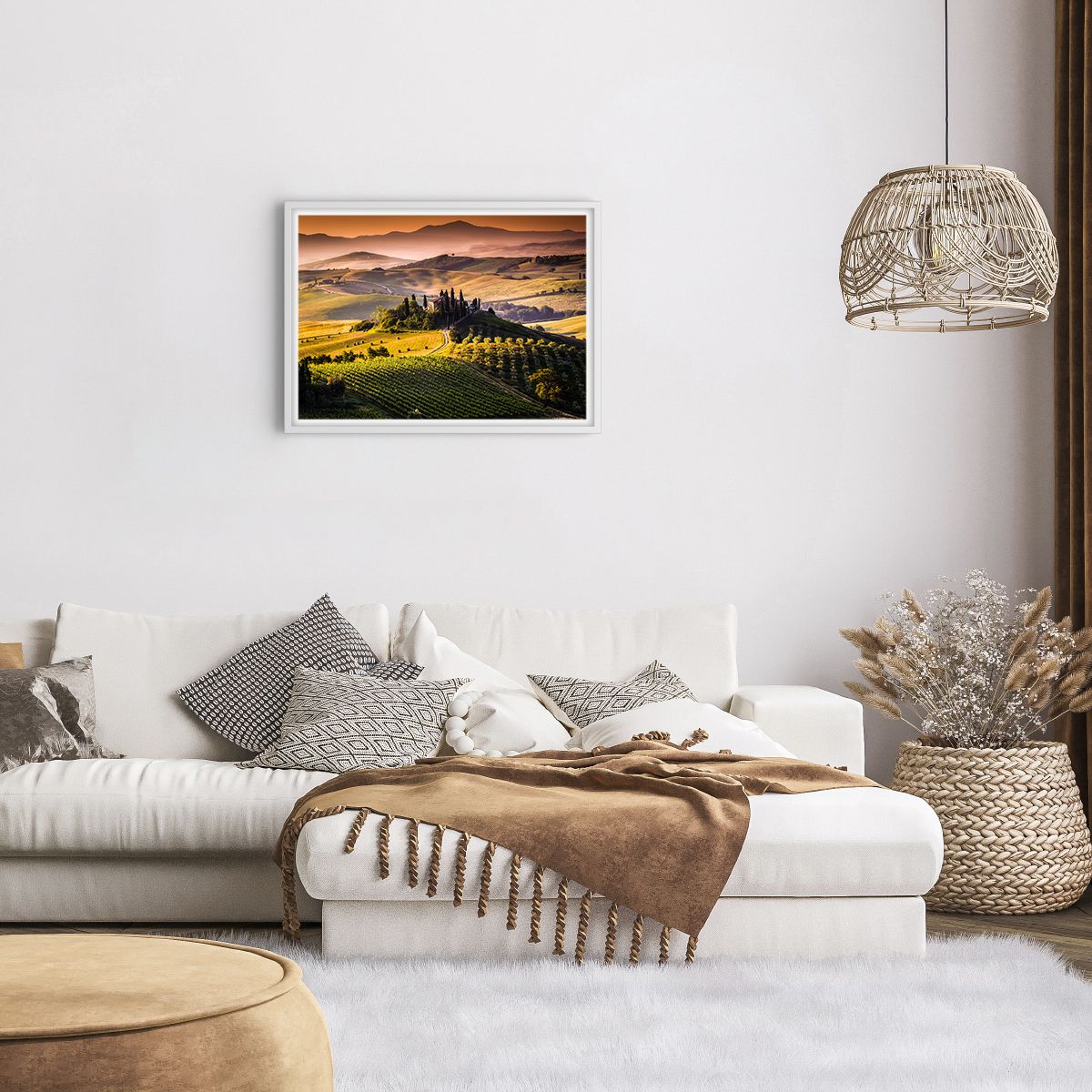 Affiche dans un cadre blanc Paysage, Affiche dans un cadre blanc Toscane, Affiche dans un cadre blanc Vignobles, Affiche dans un cadre blanc Voyages, Affiche dans un cadre blanc Italie