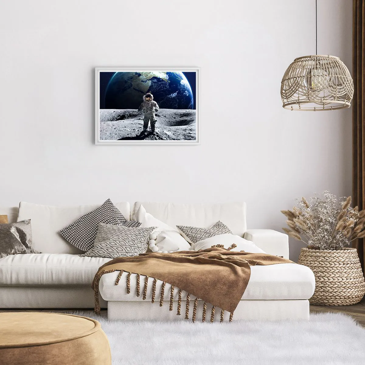 Poster in white frmae - Greetings from the Moon - 70x50 cm