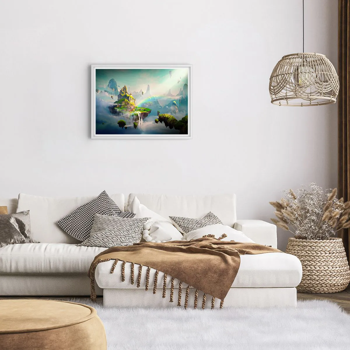 Plakat i hvid ramme - Midden - lykkelige øer - 70x50 cm