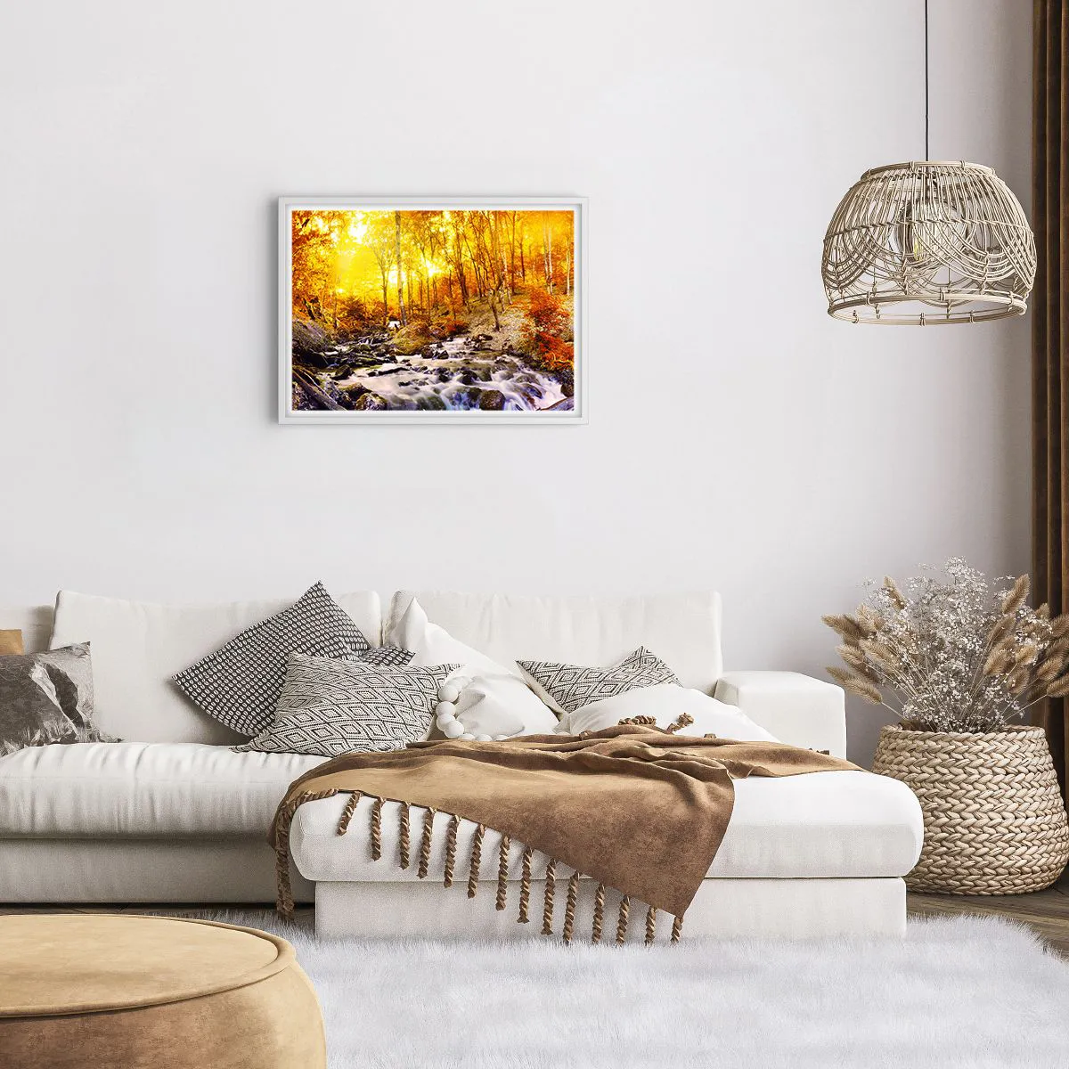 Poster in een witte lijst - Stenen gezet in goud en platina - 70x50 cm