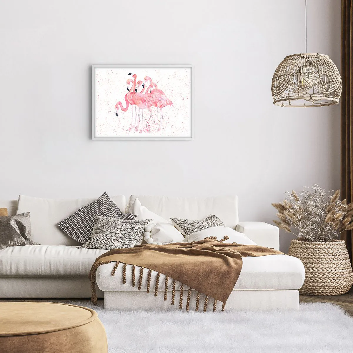 Affiche dans un cadre blanc - Poster - Ensemble rose - 70x50 cm