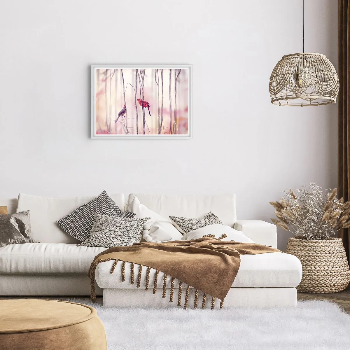 Poster in white frmae - Tale of a Pink Forest - 70x50 cm