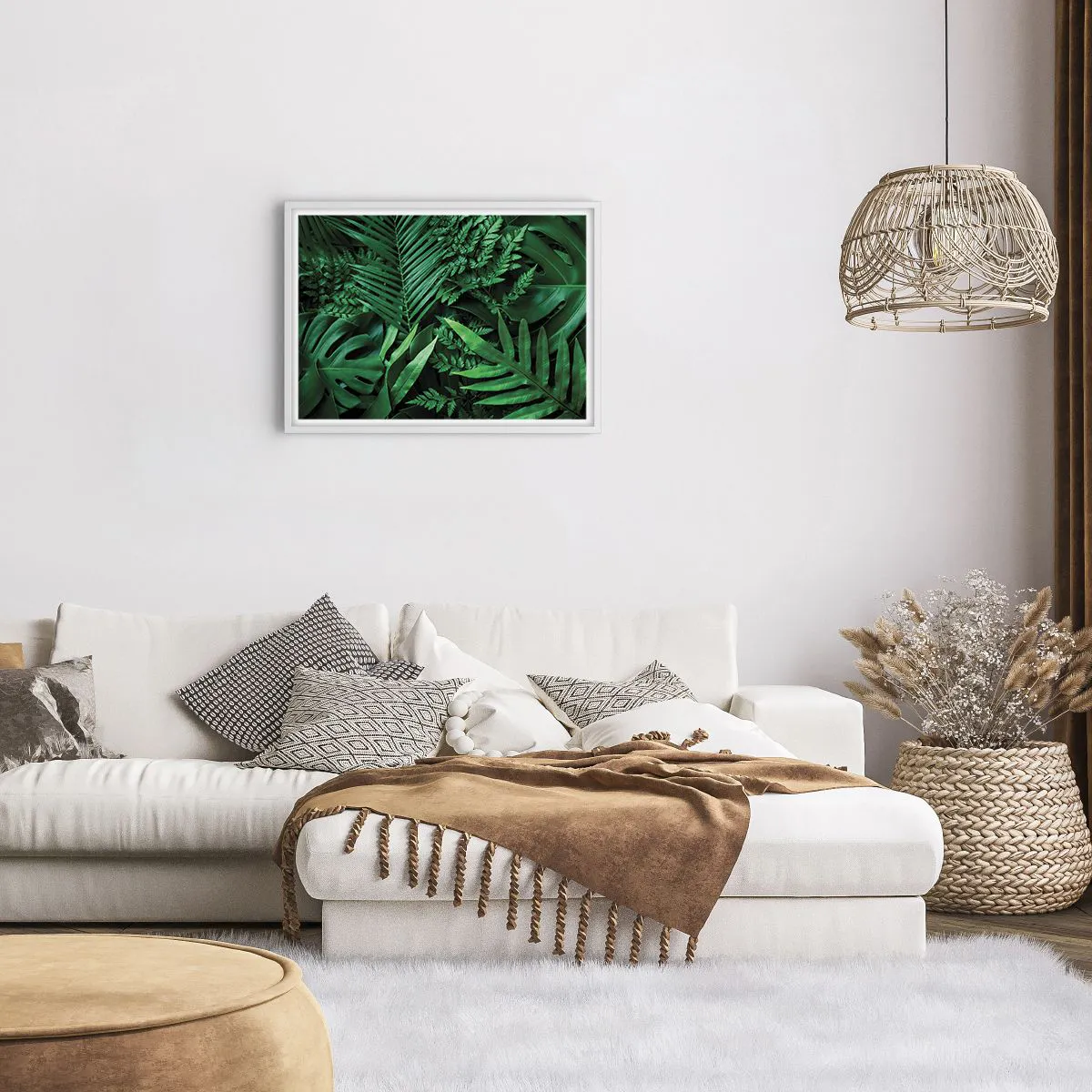 Plakat w białej ramie - Utulone w zieleni - 70x50 cm