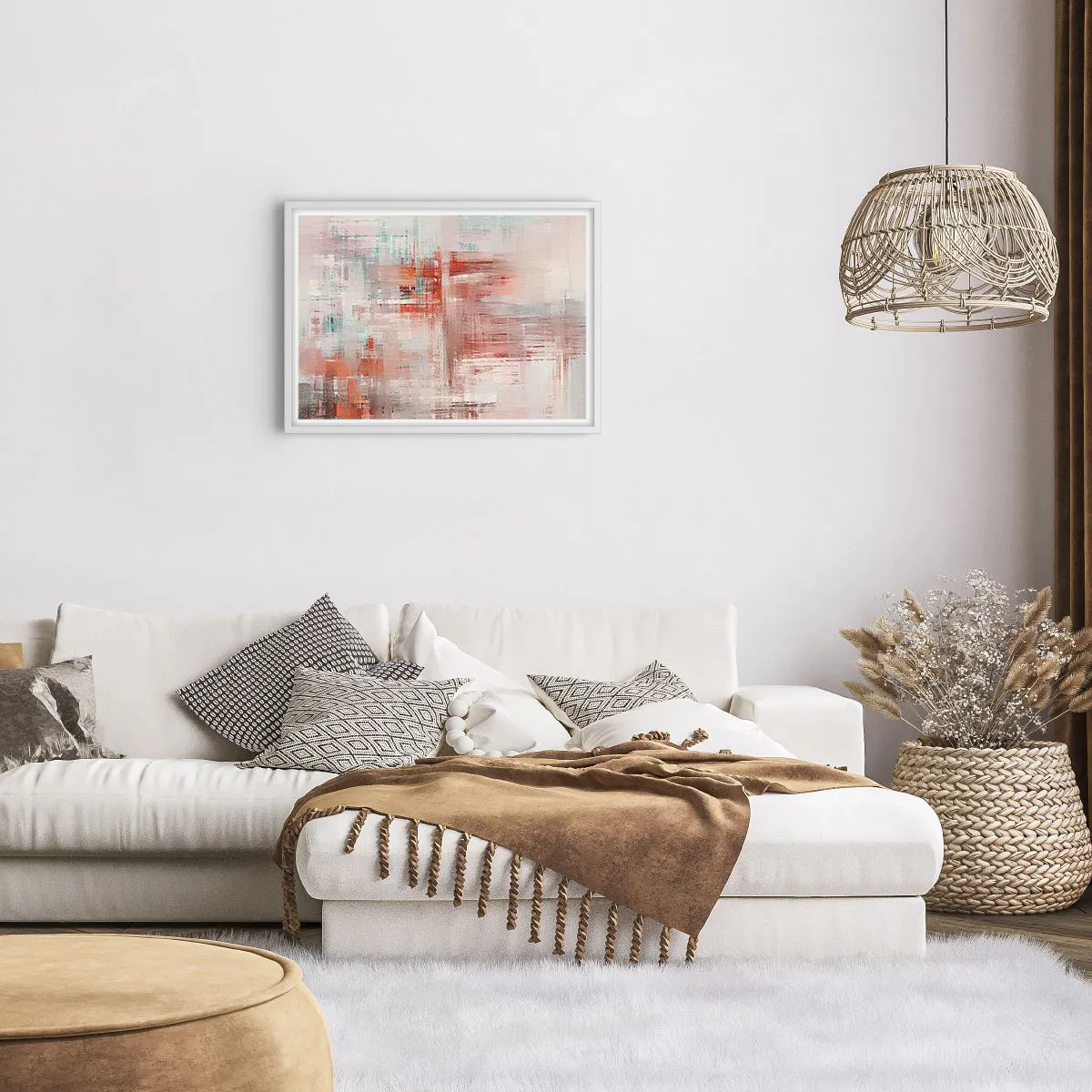 Poster in white frmae - Foggy but Pink - 70x50 cm