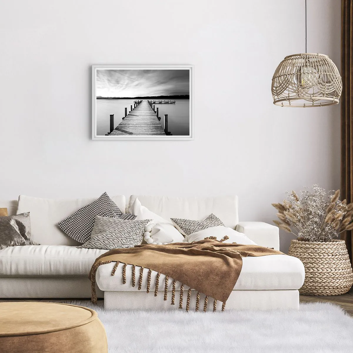 Plakat w białej ramie - U wodopoju – spokoju - 70x50 cm