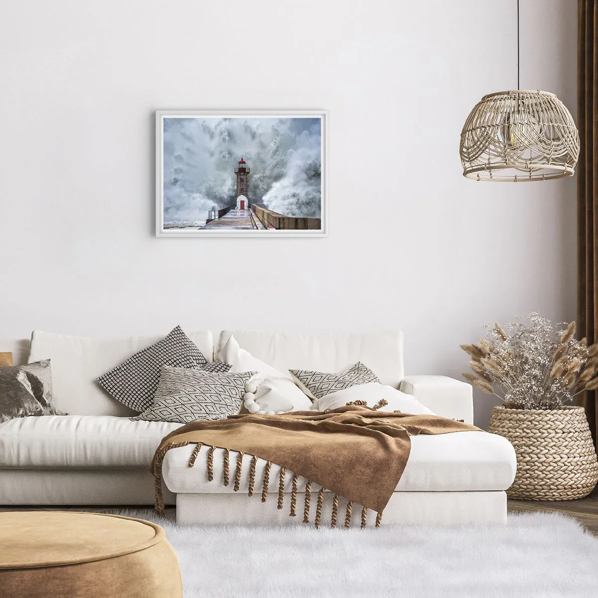 Plagát v bielom ráme - Hukot vody, šum vetra - 70x50 cm