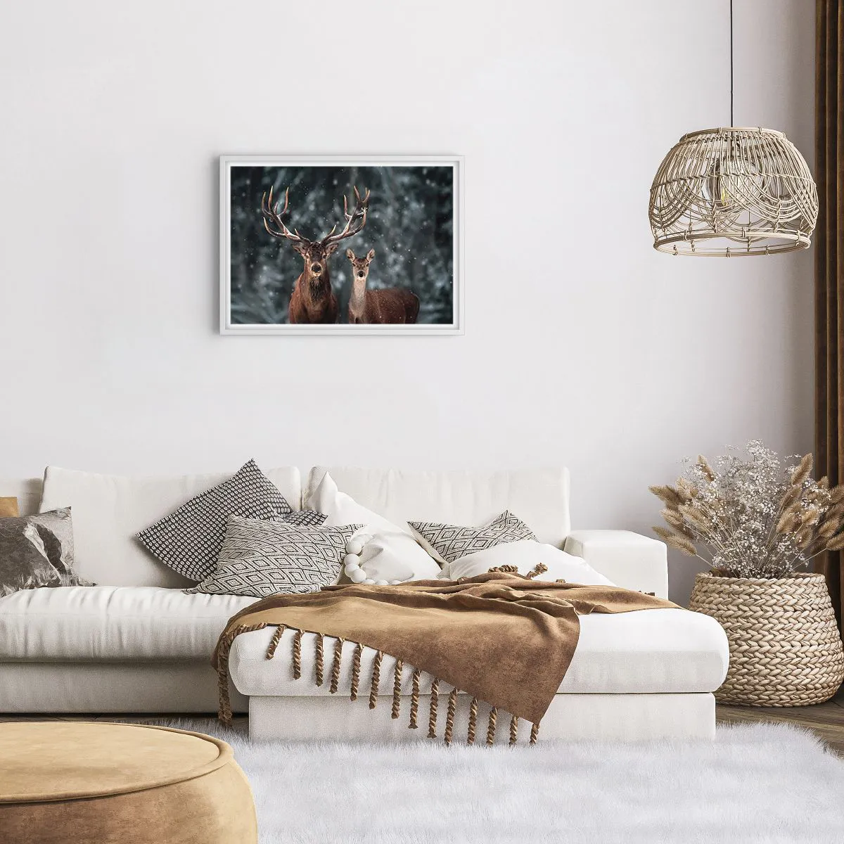 Plagát v bielom ráme - Pán lesa so svojou ženou - 70x50 cm