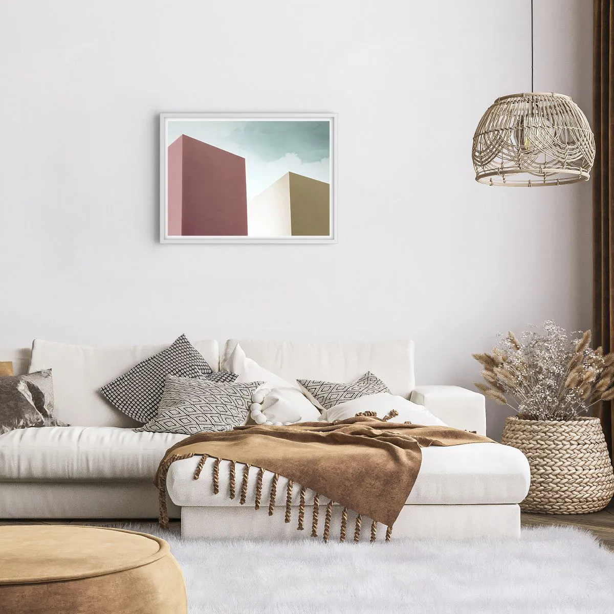 Poster in einem weißen Rahmen - Geometrie des sonnigen Sommers - 70x50 cm