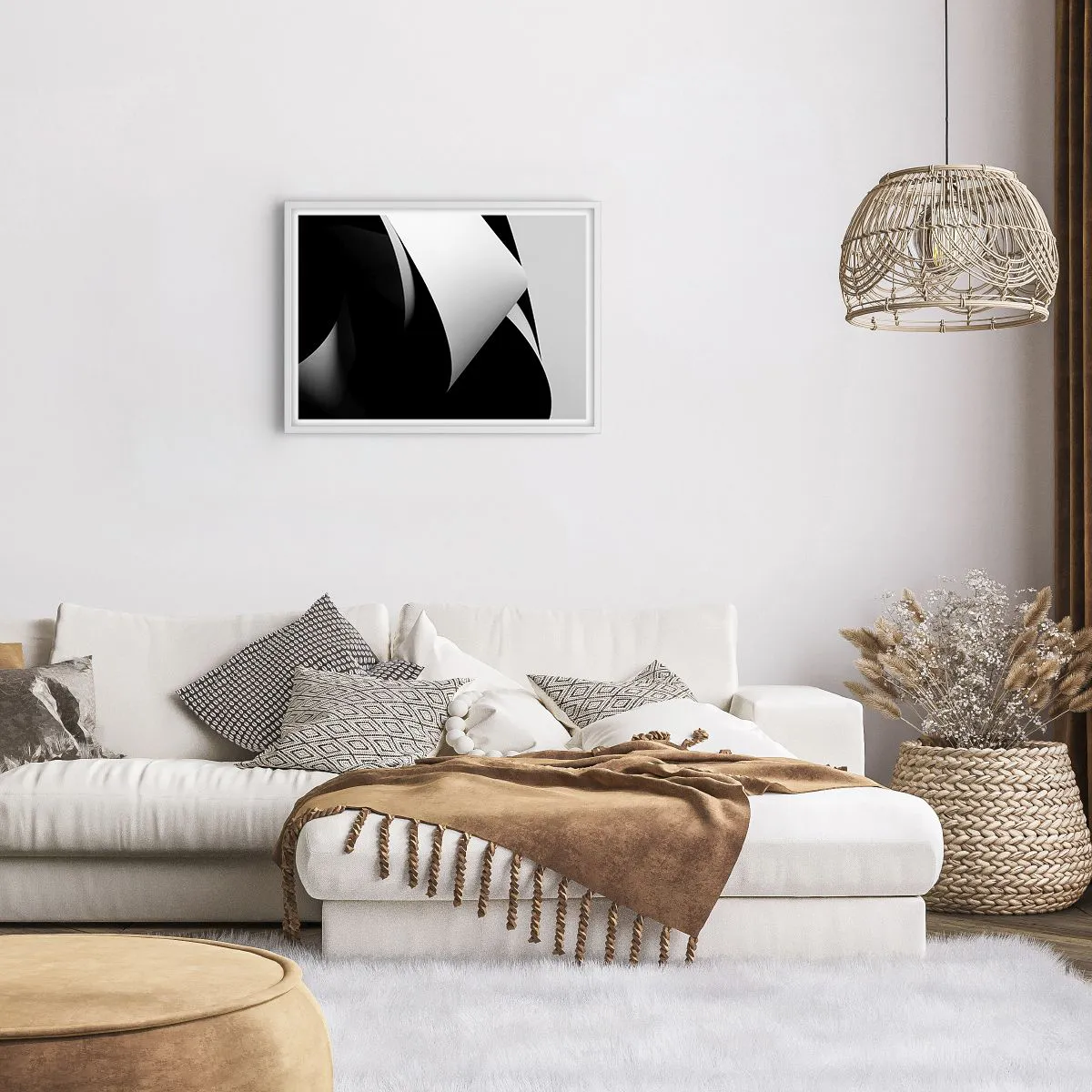 Poster in einem weißen Rahmen - Lichtflächen aus der Schattentiefe - 70x50 cm