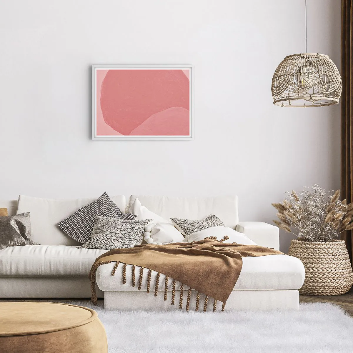 Poszter fekete keretben - Organikus kompozíció rózsaszínben - 70x50 cm