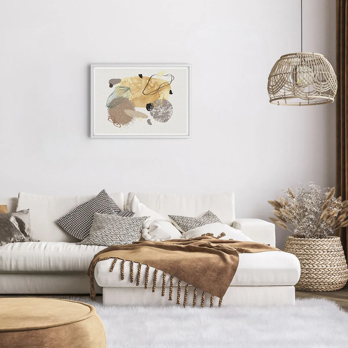 Plakát v bílém rámu - Abstraktní švestka - 70x50 cm