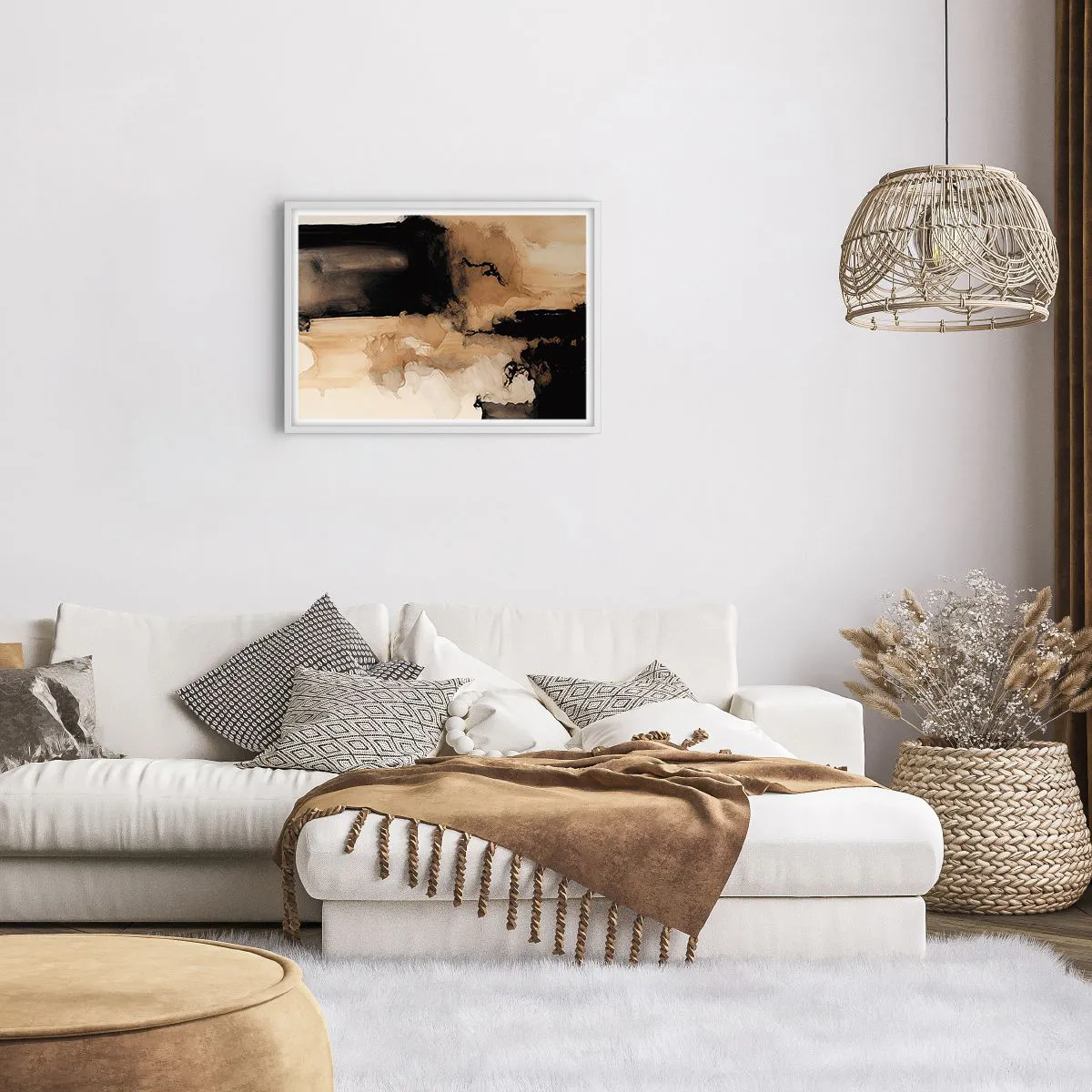 Plakat i hvid ramme - En spændende abstraktion - 70x50 cm