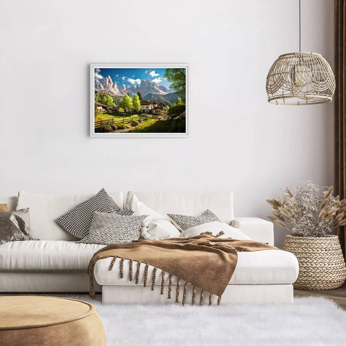 Poster in einem weißen Rahmen - Alpenidylle - 70x50 cm