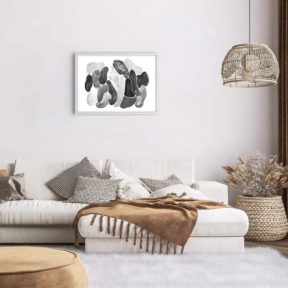 Plagát v bielom ráme - Kamenistá abstrakcia - 70x50 cm