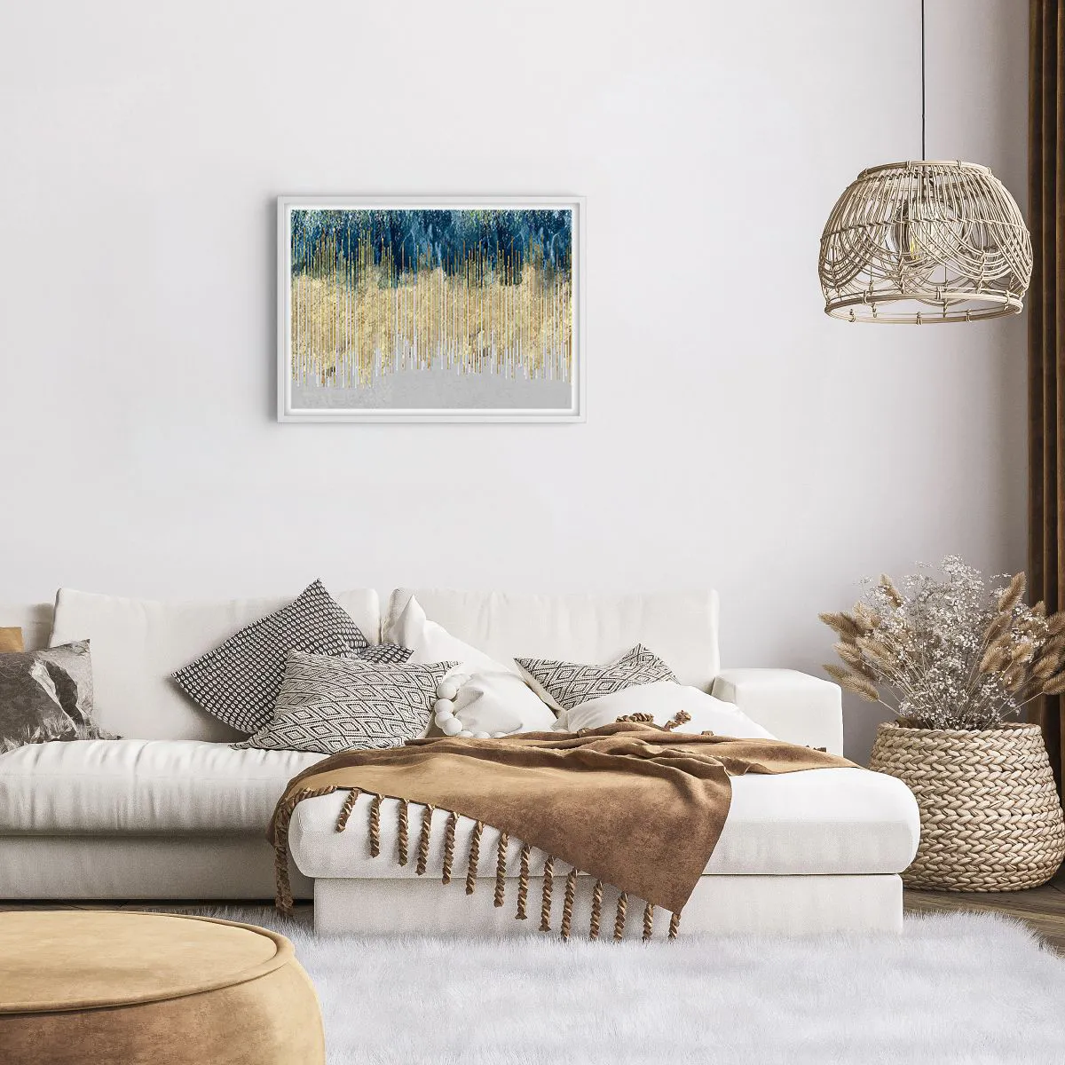 Plakát v bílém rámu - Zlacená hranice - 70x50 cm